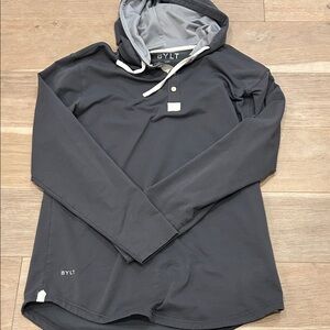 BYLT grey ls drop cut hooded Henley